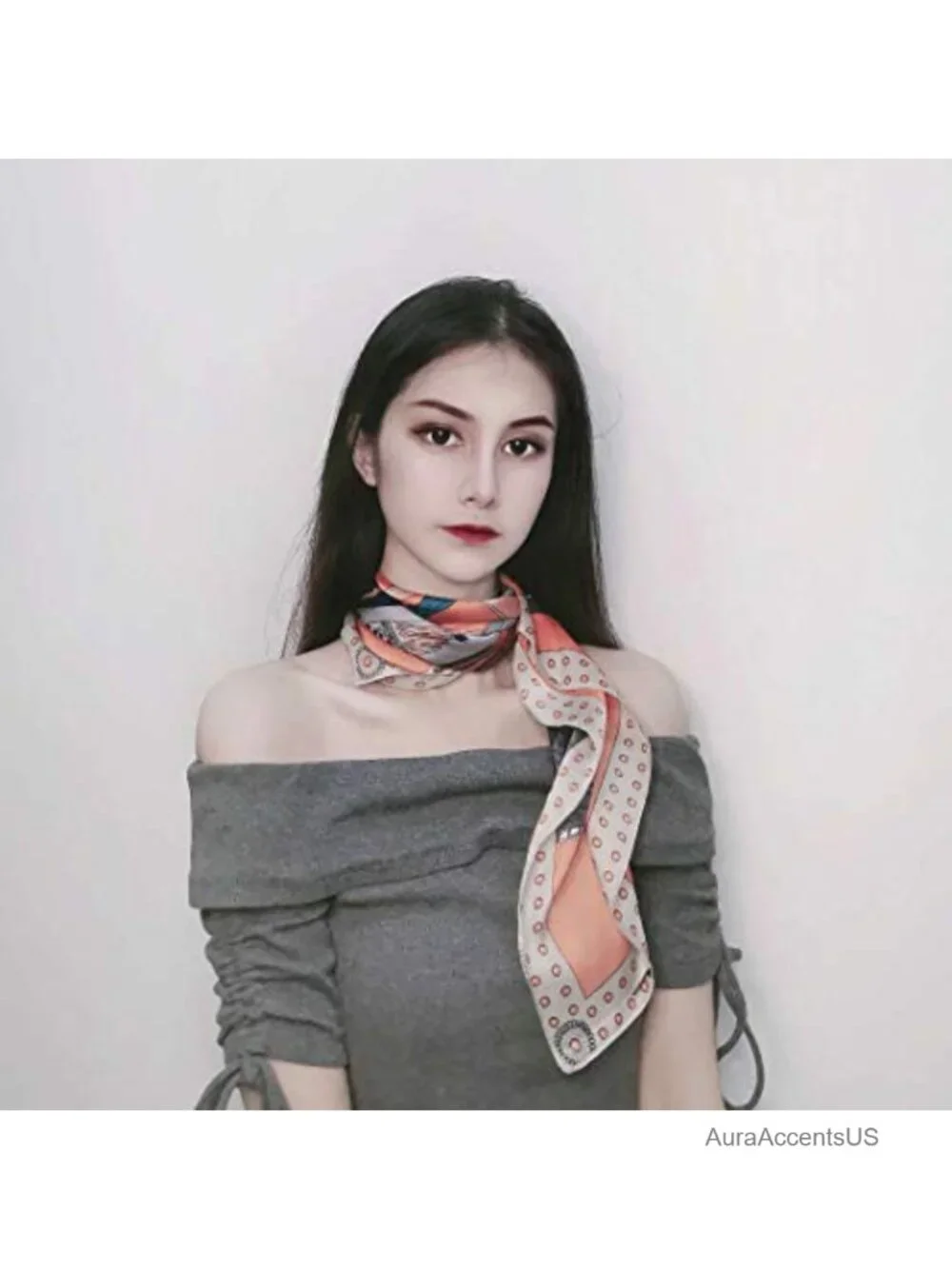 Satin Scarf Medium Square Head Scarf 27.5 x 27.5 inches